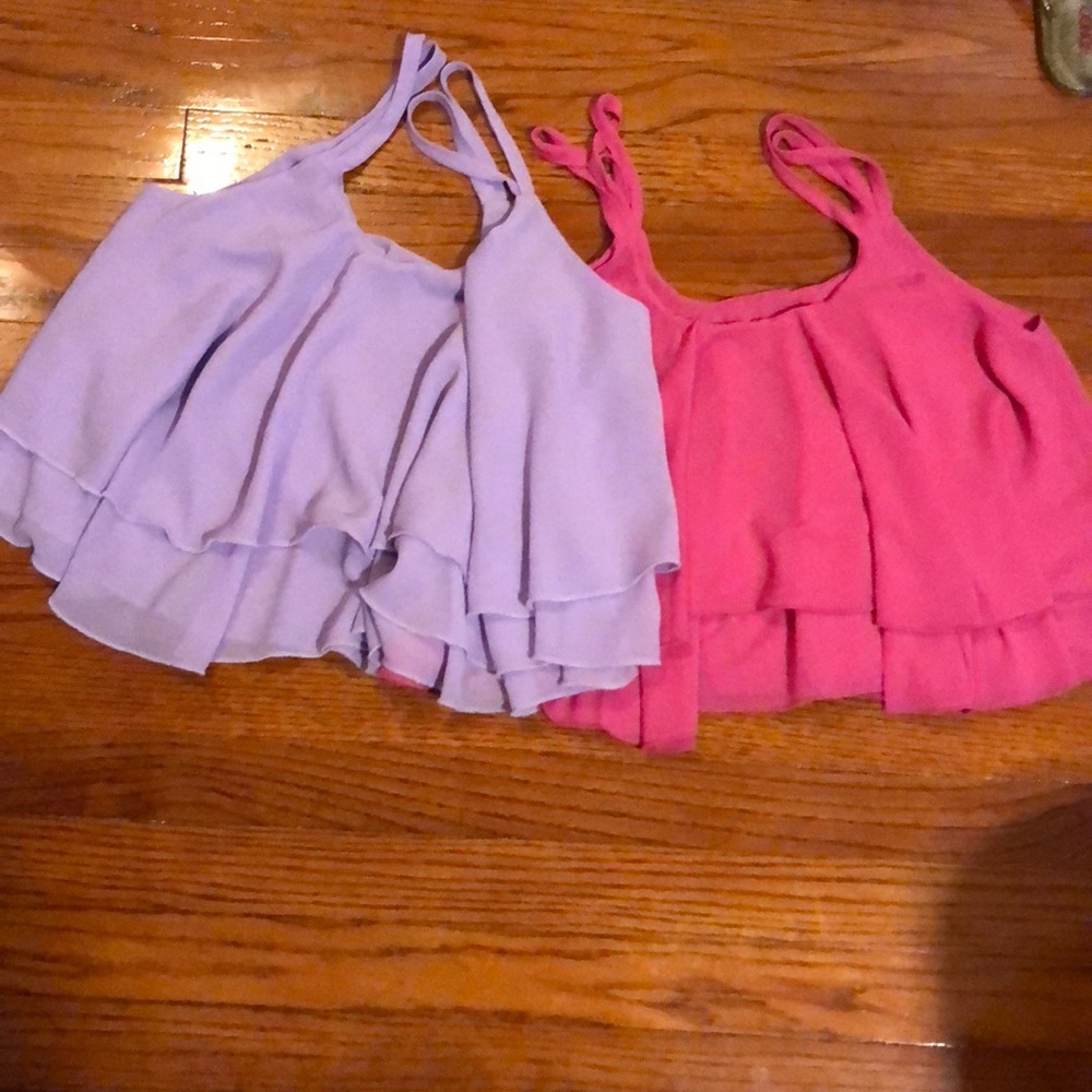 2 cropped spaghetti strapped tops